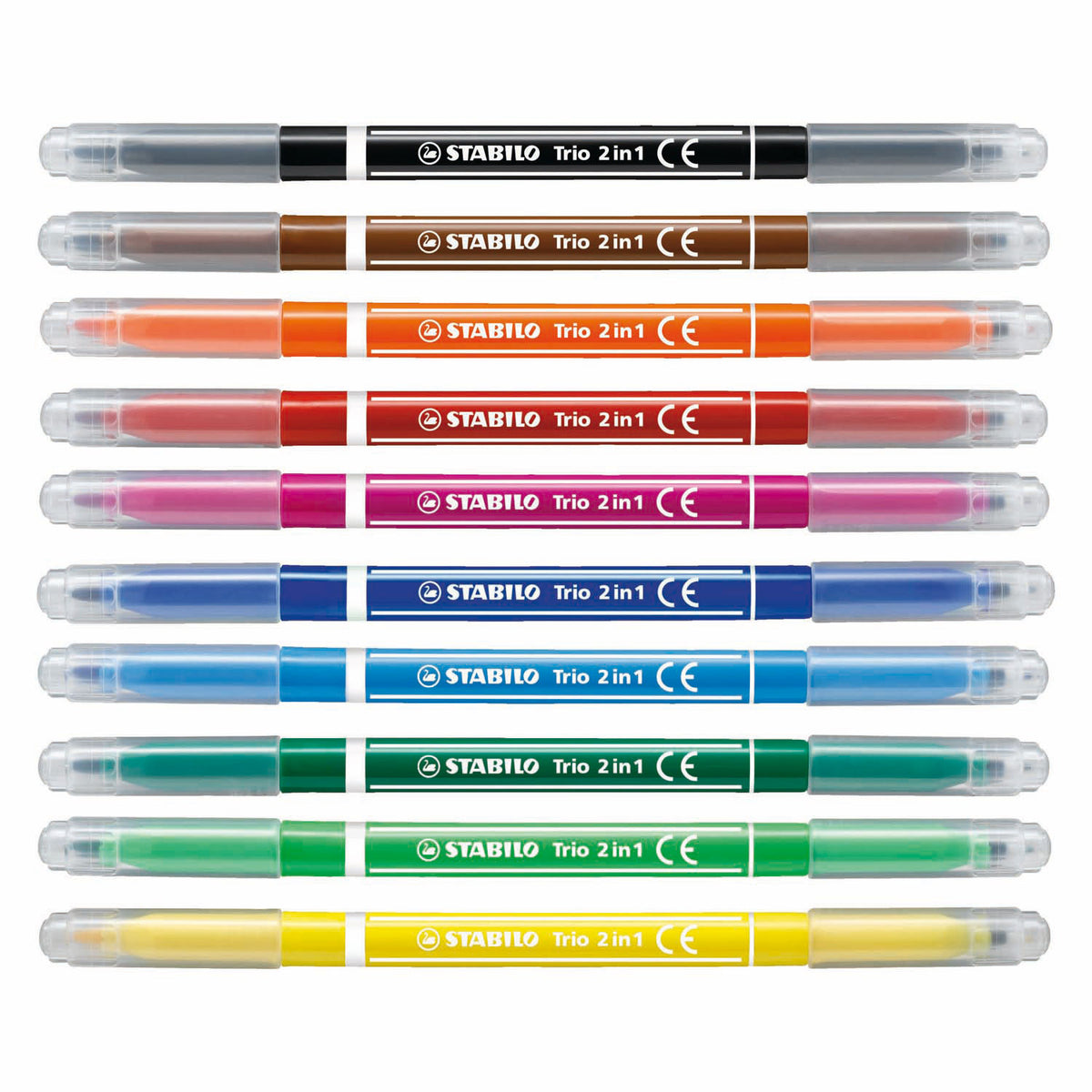 Stabilo trio 2 in 1 - viltstift en fineliner in een - set 10 stuks