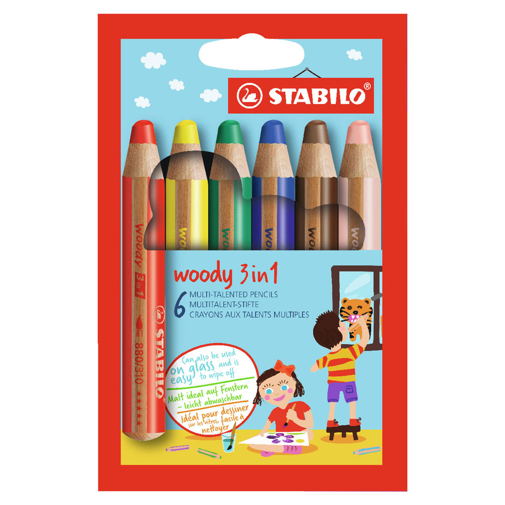 Stabilo - Stabilo woody 3 in 1 - multitalent potlood - set 6 stuks