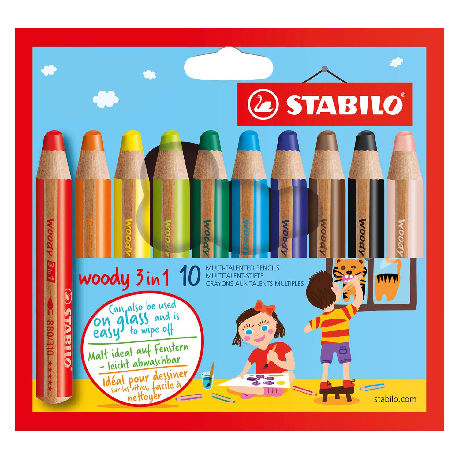 Stabilo - Stabilo woody 3 in 1 - multitalent potlood - set 10 stuks