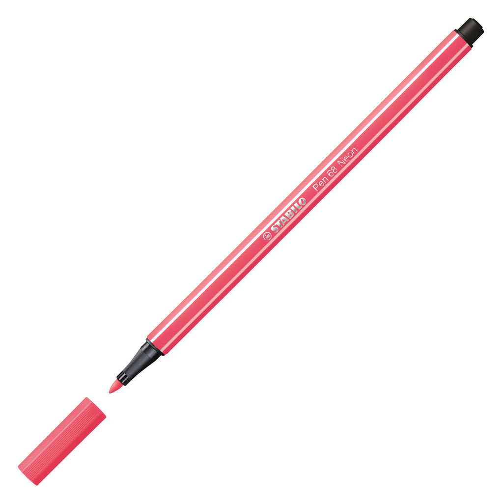 Stabilo pen 68 - premium viltstift - neon rood - doos 10 stuks