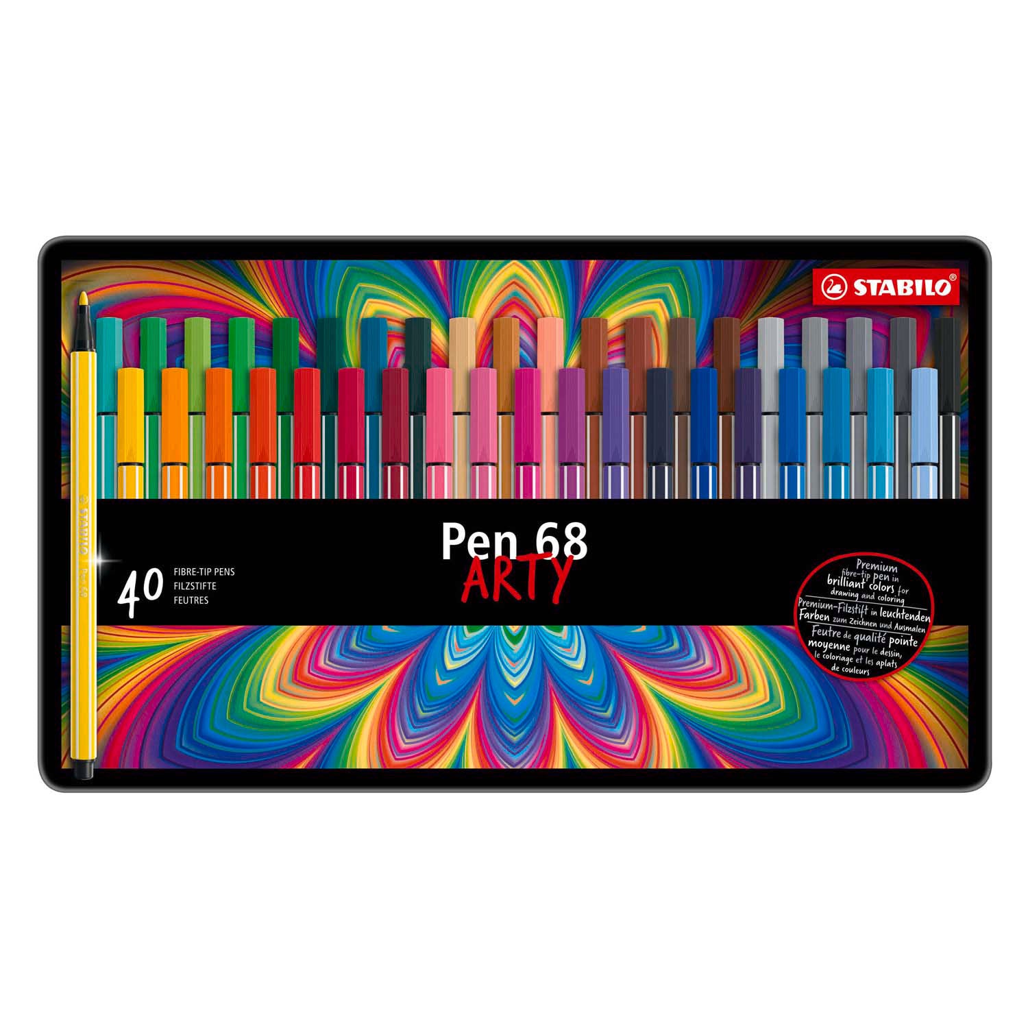 Stabilo - Stabilo pen 68 - viltstift - metalen doos met 40 stuks