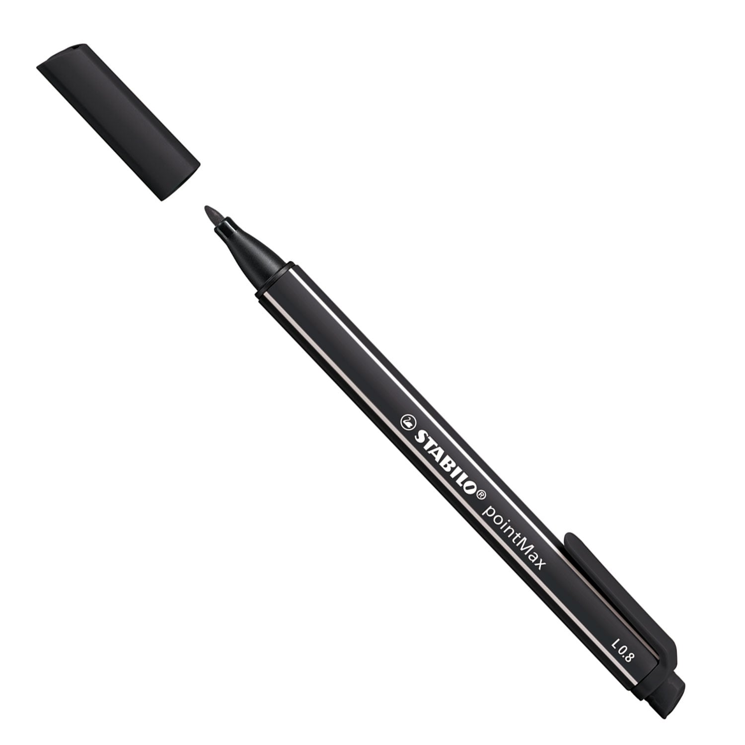 Stabilo pointmax - hardtip fineliner 0,8 mm - nylon punt - zwart - doos 10 stuks