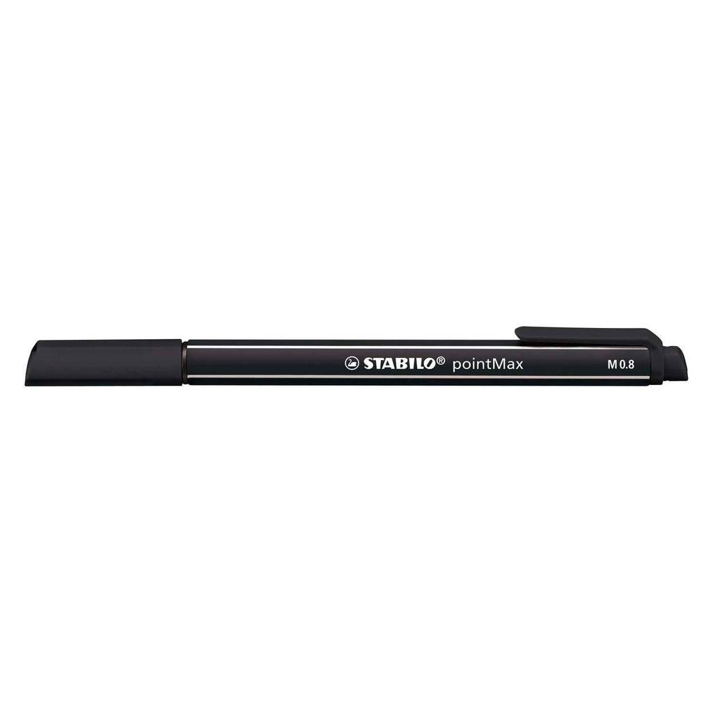 Stabilo pointmax - hardtip fineliner 0,8 mm - nylon punt - zwart - doos 10 stuks