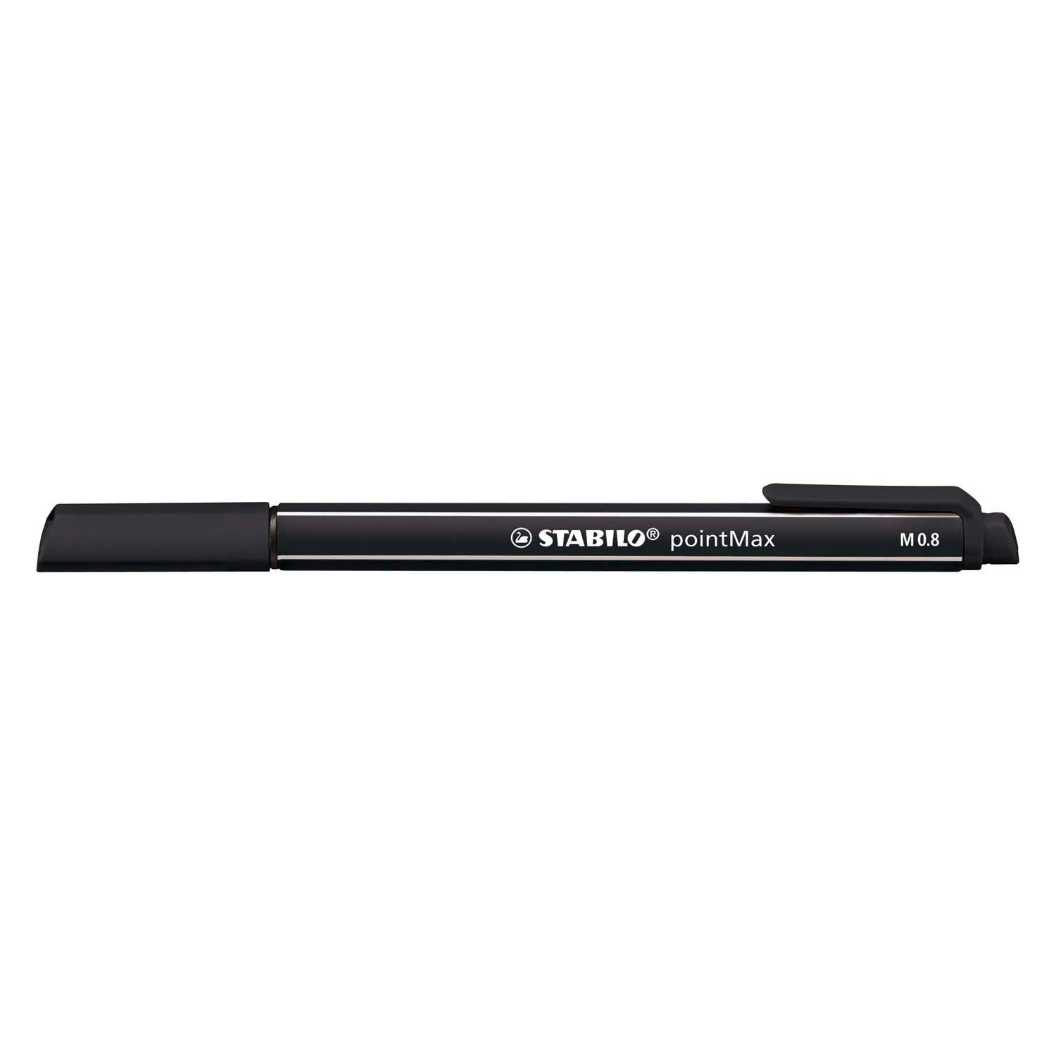 Stabilo pointmax - hardtip fineliner 0,8 mm - nylon punt - zwart - doos 10 stuks