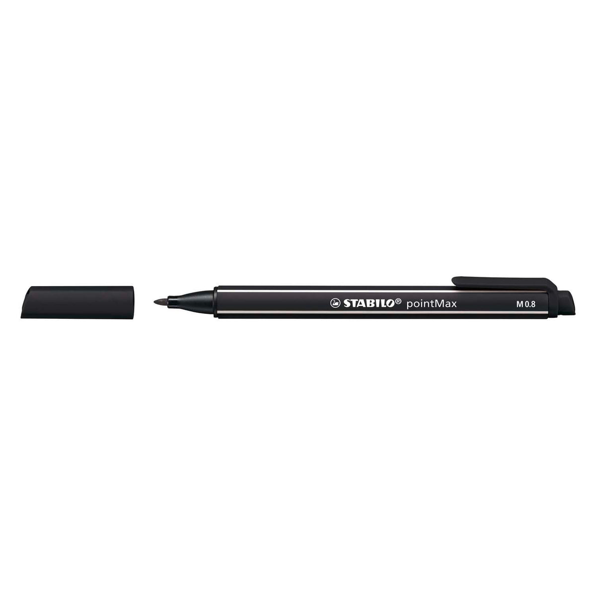 Stabilo pointmax - hardtip fineliner 0,8 mm - met nylon tip - zwart - per stuk