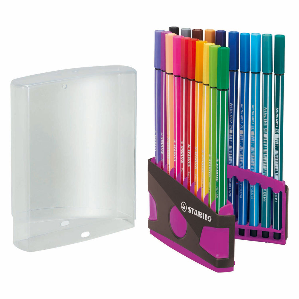 Stabilo - Stabilo viltstift pen 68 colorparade antraciet/roze box a 20 stuks
