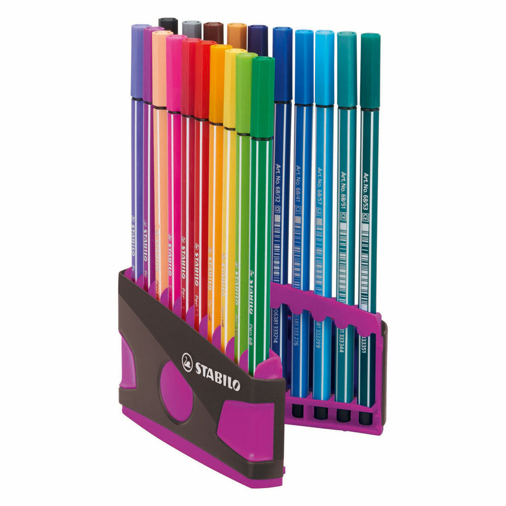 Stabilo - Stabilo pen 68 in 20 kleuren antraciet/roze