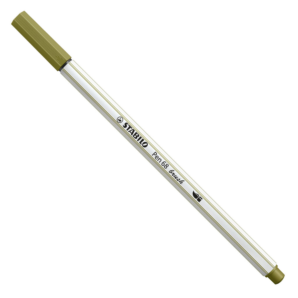 Stabilo pen 68 brush - viltstift - modder groen (37)