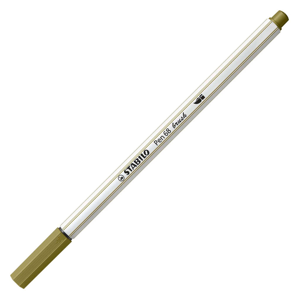 Stabilo pen 68 brush - viltstift - modder groen (37)