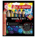 STABILO - STABILO woody 3 in 1 - multitalent kleurpotlood - arty - set 6 st. + puntenslijper
