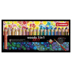 STABILO - STABILO woody 3 in 1 - multitalent kleurpotlood - arty - set 18 st. + puntenslijper