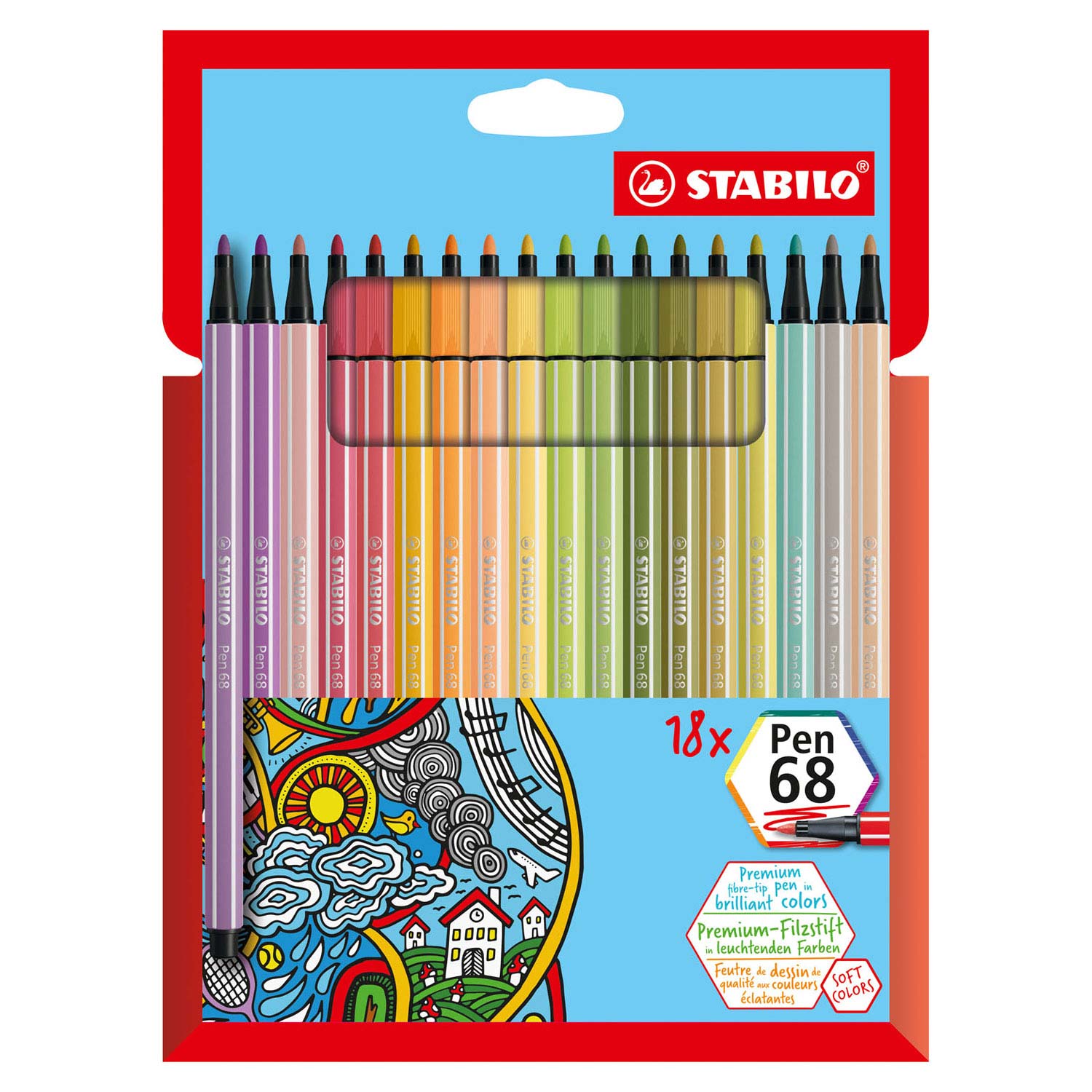 Stabilo - Stabilo pen 68 - viltstift - set met 18 stuks