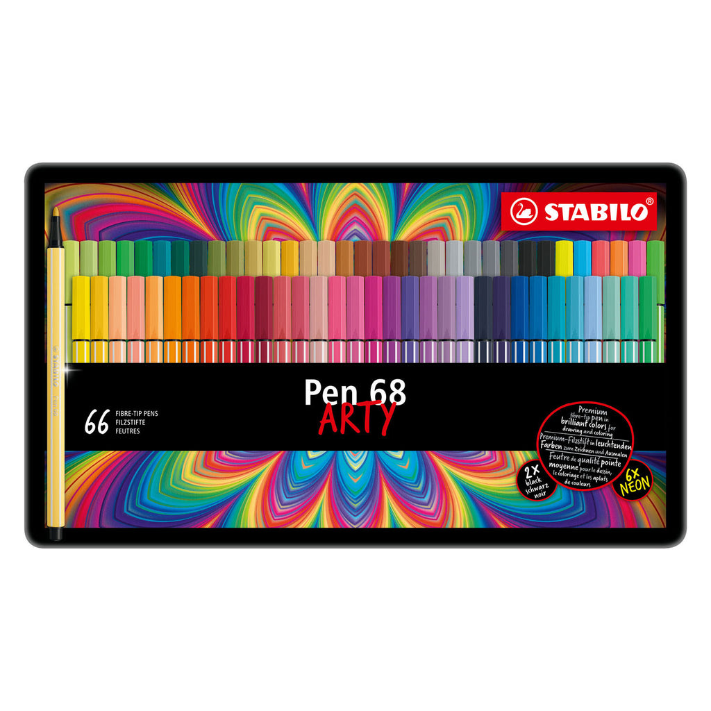 Stabilo pen 68 - viltstift - arty - metalen set 65 st.