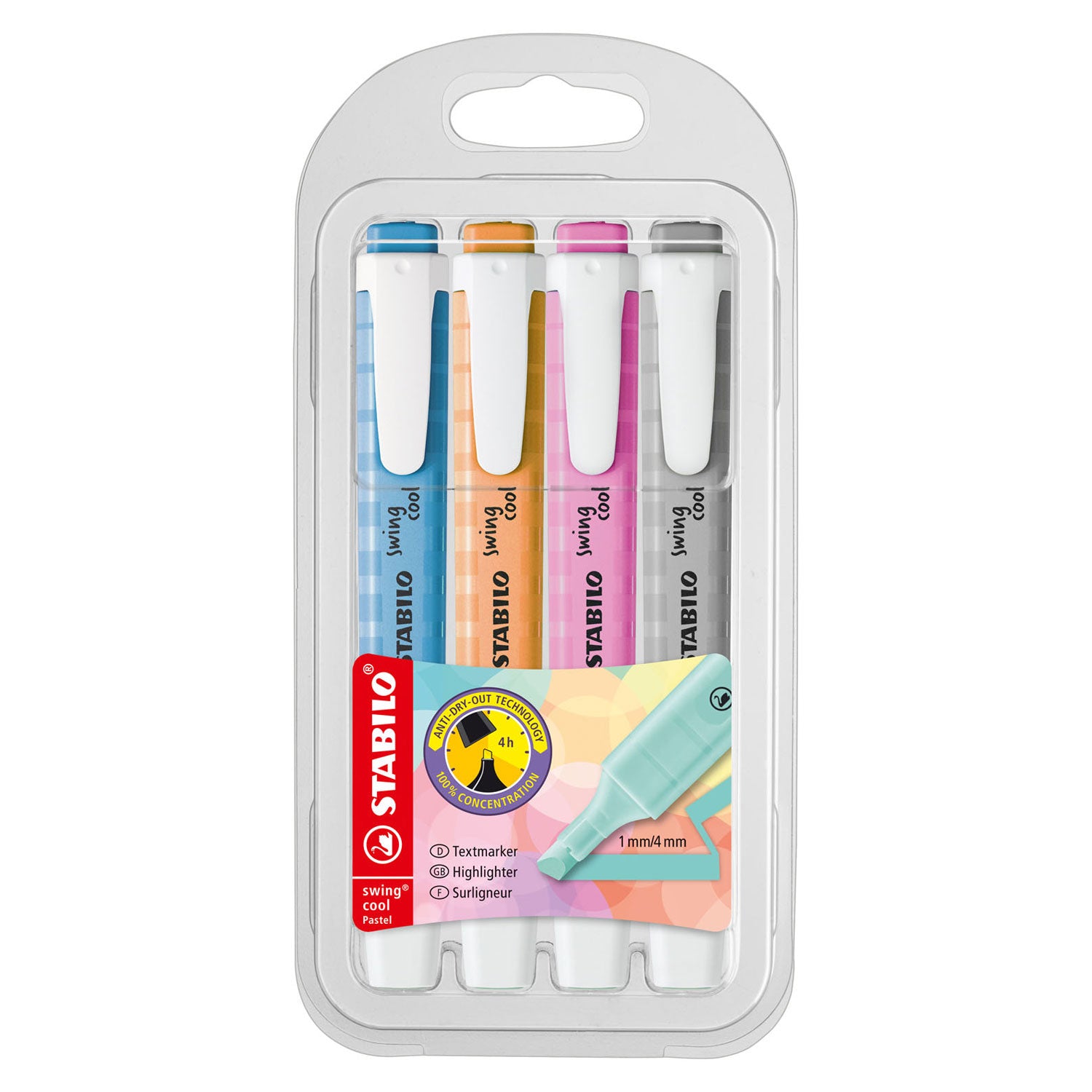 Stabilo - Stabilo swing cool - markeerstift - set met 4 stuks