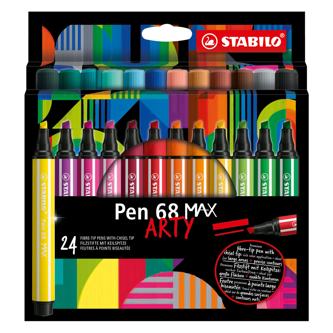 STABILO - STABILO pen 68 max arty - viltstift met dikke beitelpunt - set 24 stuks