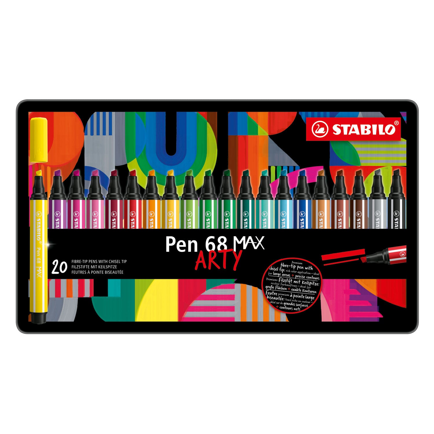 STABILO - STABILO pen 68 max arty - viltstift met dikke beitelpunt - set 20 stuks