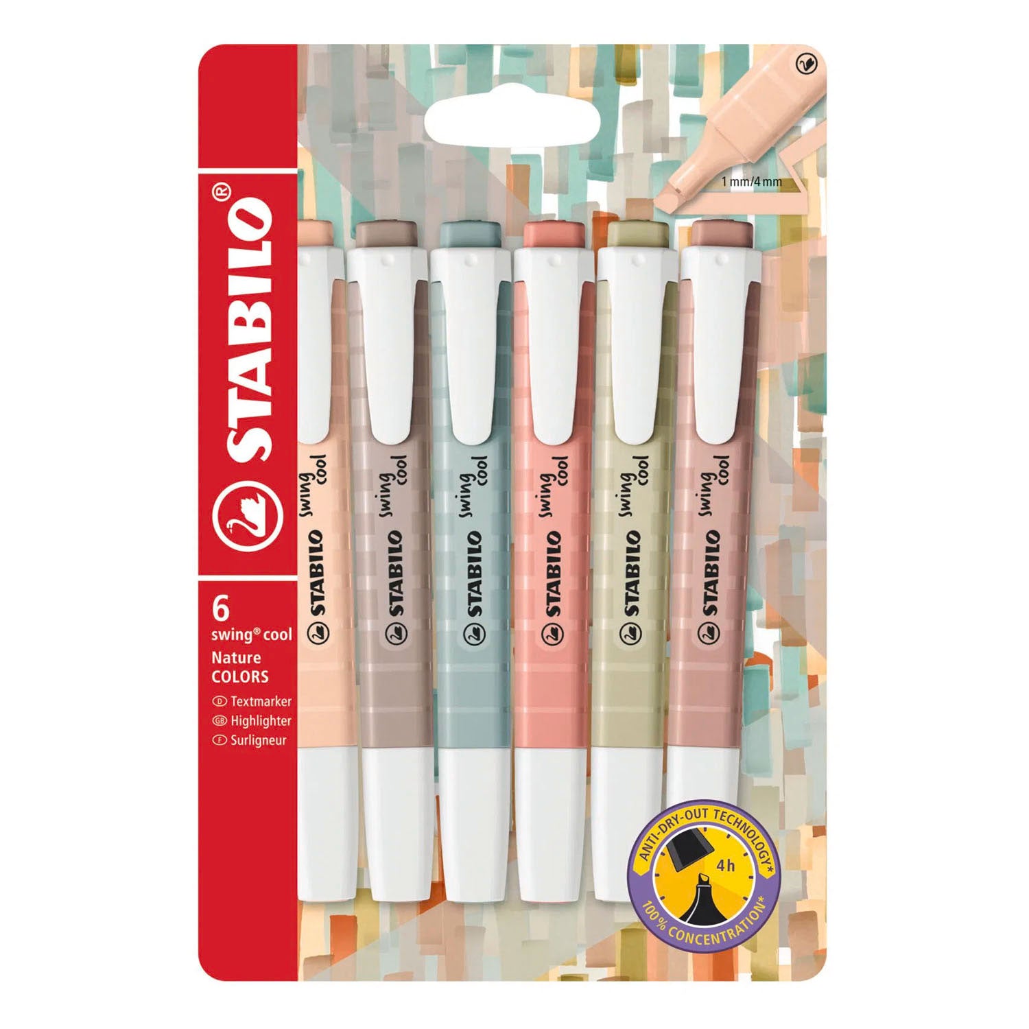 STABILO - STABILO Tekstmarker swing cool 275/6-09 kleuren ment breed beitel 6 stuks