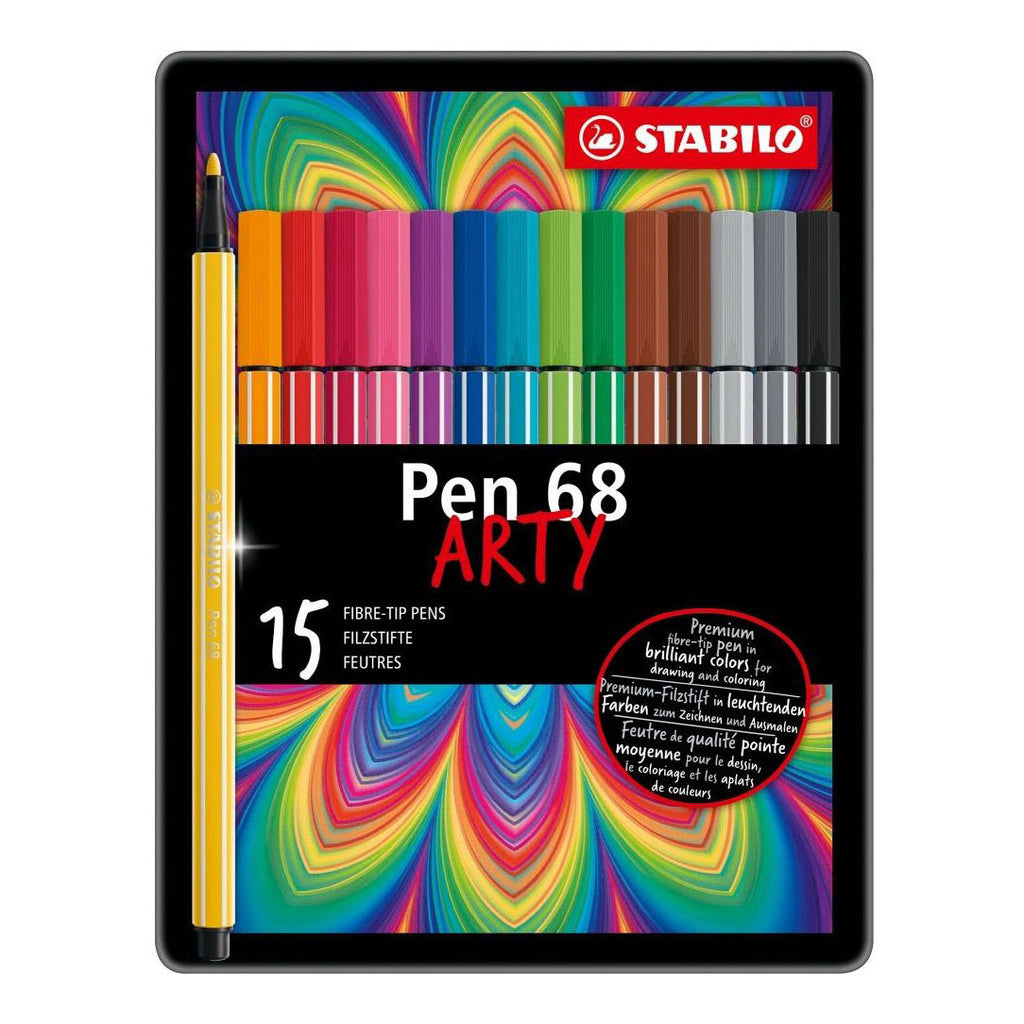 STABILO - STABILO pen 68 arty viltstiften in metalen etui - 15dlg.