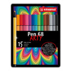 STABILO - STABILO pen 68 arty viltstiften in metalen etui - 15dlg.