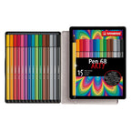 STABILO - STABILO pen 68 arty viltstiften in metalen etui - 15dlg.