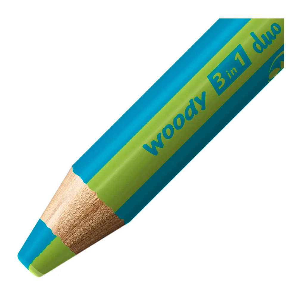 STABILO - STABILO woody 3in1 duo multitalent potloden - turquoise/blad groen