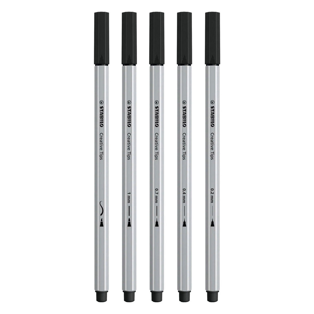Stabilo creative tips arty pennen zwart - 5dlg