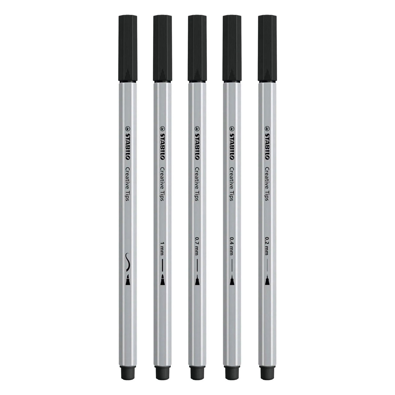Stabilo creative tips arty pennen zwart - 5dlg