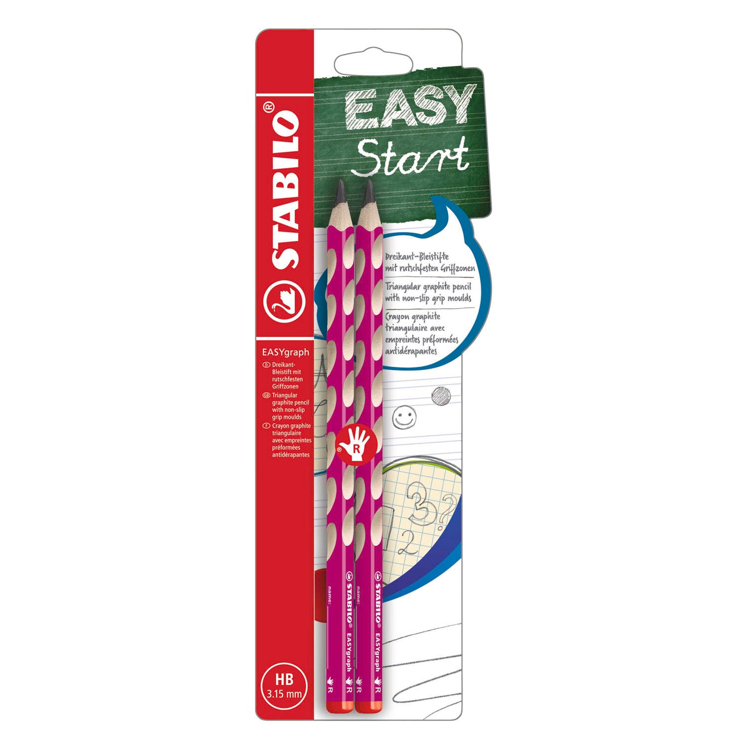 STABILO - STABILO easygraph hb rechtshandige grafietpotloden roze - 2st.
