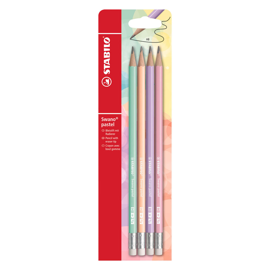 STABILO - STABILO swano pastel hb grafietpotloden met gumtip - 4dlg.