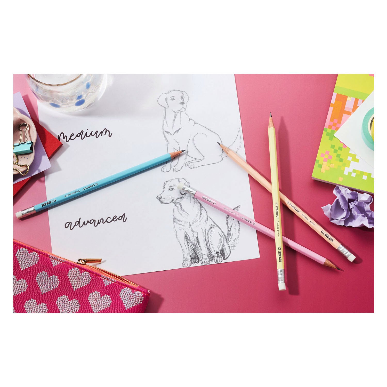 STABILO - STABILO swano pastel hb grafietpotloden met gumtip - 4dlg.