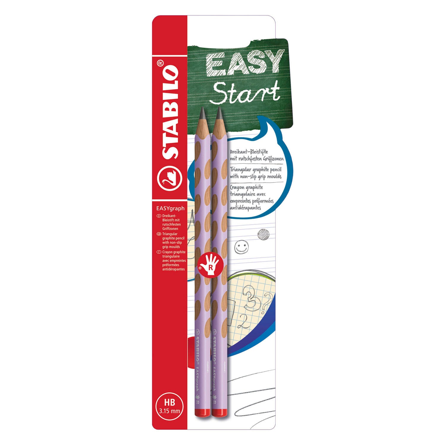 STABILO - STABILO easygraph hb rechtshandige grafietpotloden lila - 2st.
