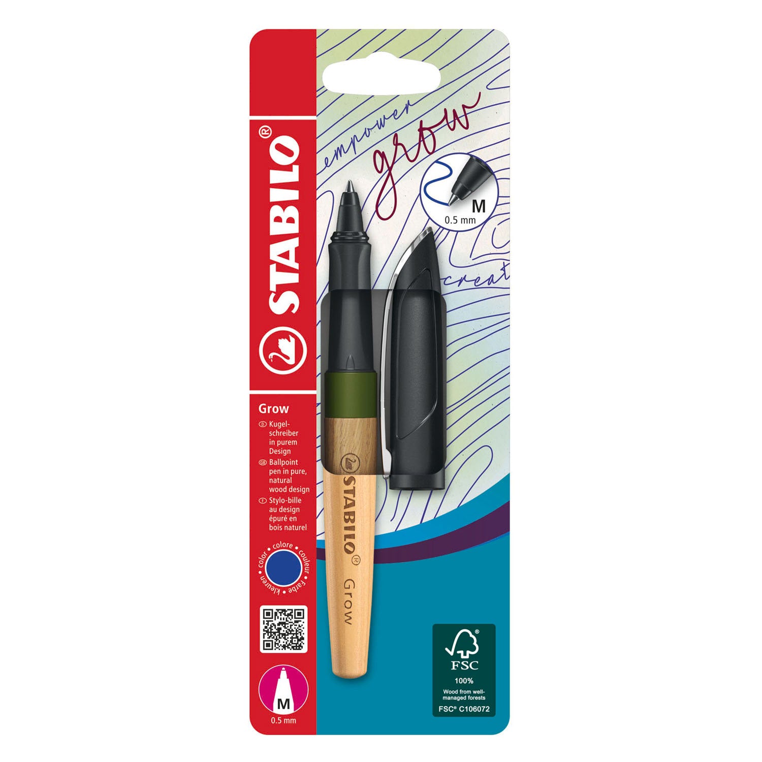 STABILO - STABILO grow balpen - mos groen/eikenhout