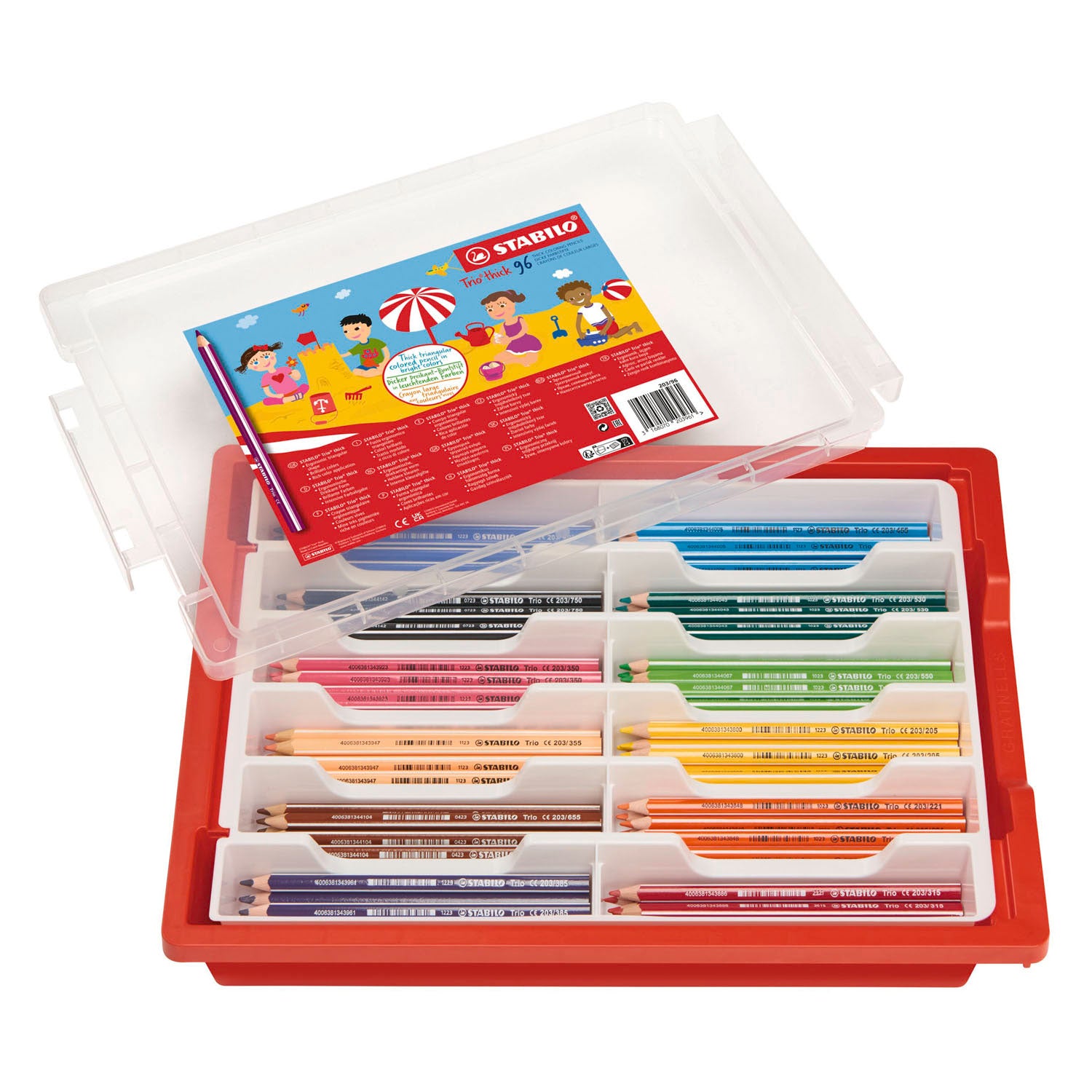 Stabilo trio thick - driekantige kleurpotloden met extra dikke kern - schoolverpakking met 96 stuks