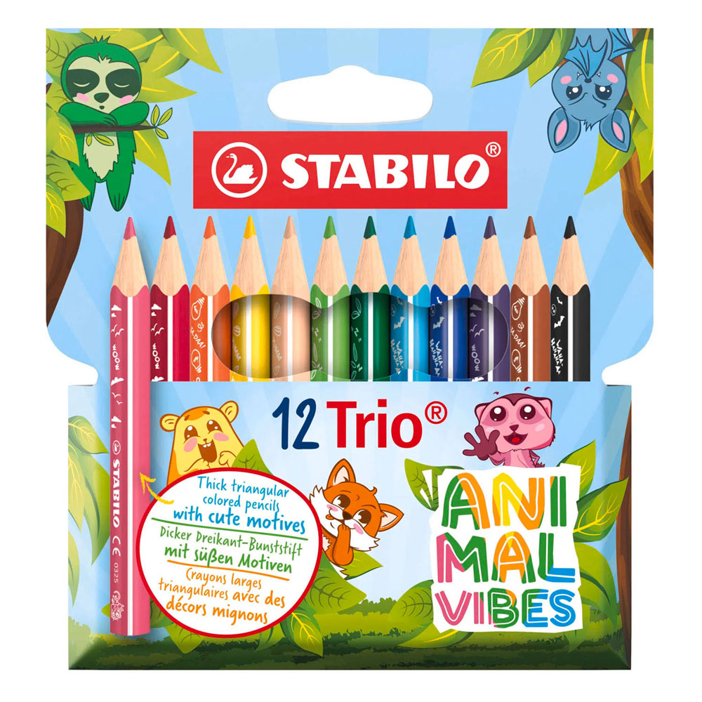 STABILO - STABILO animal vibes trio thick short kleurpotloden - 12dlg.