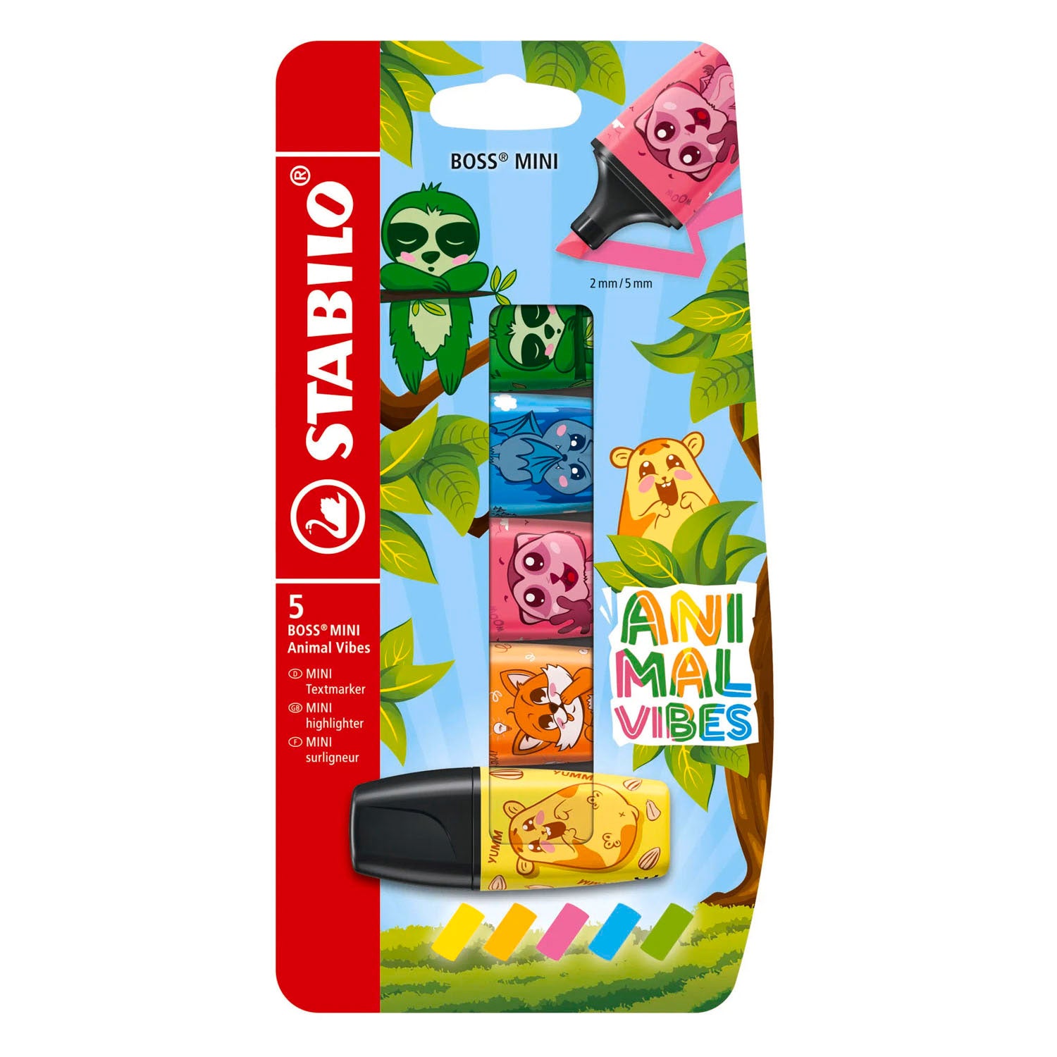 Stabilo animal vibes boss mini markeerstiften - 5dlg.