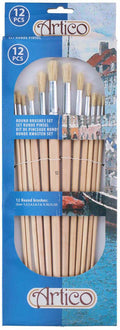 Artico - Artico Penselen set rond 12-delig schilderen hobby kwaliteit houten handvat.