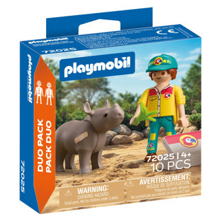 Playmobil - duopack ranger met neushoorn - 72025