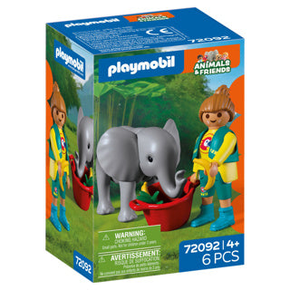 Playmobil animals friends dierentuin babyolifant en dierenverzorger - 72092