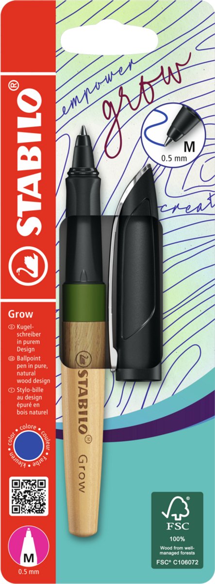 STABILO - STABILO grow balpen - mos groen/eikenhout