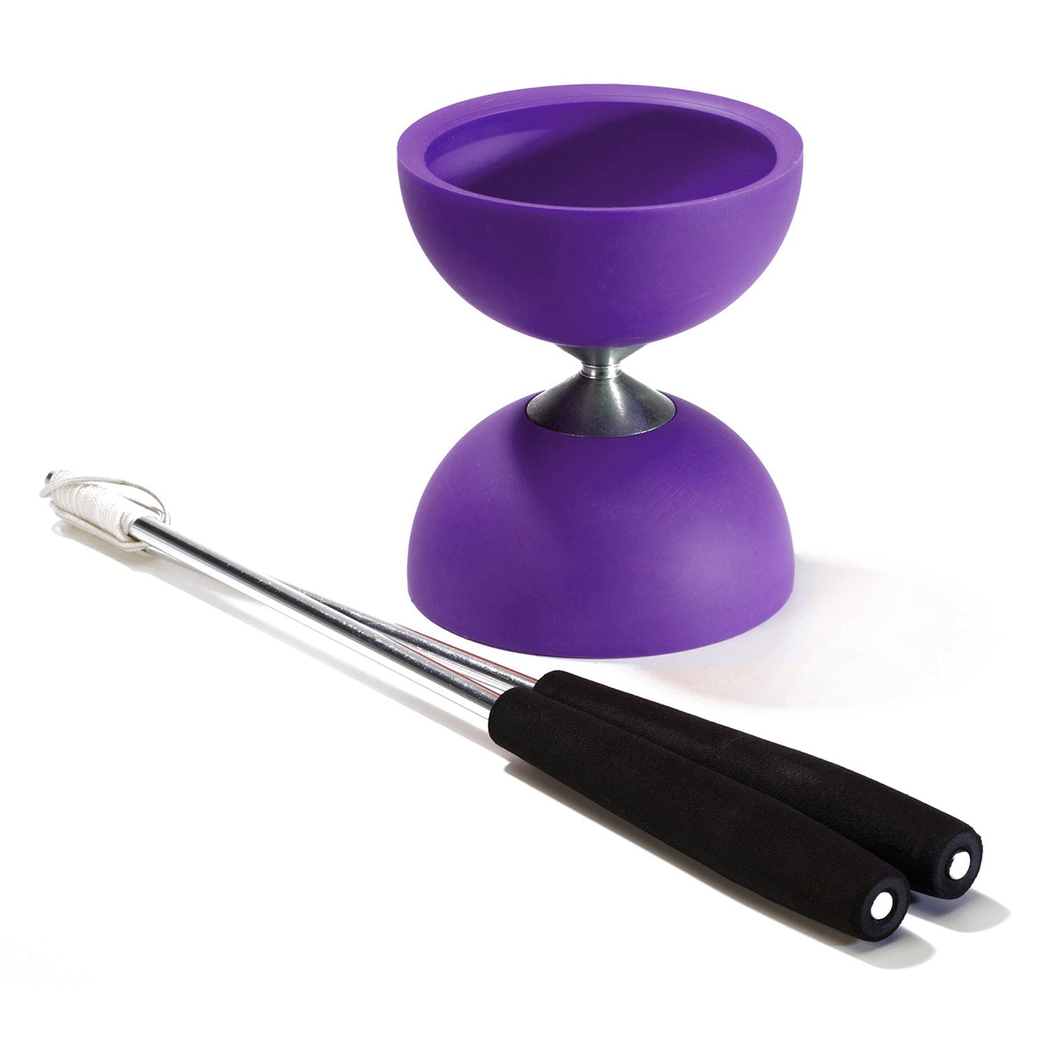 Eureka - Rubber diabolo met aluminium stokken - paars
