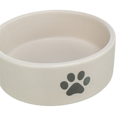Trixie - voerbak / drinkbak hond pootmotief keramiek lichtgrijs / grijs