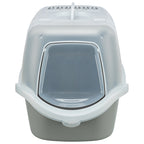 Trixie kattenbak vico open top met kap lichtgrijs wit