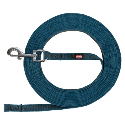 Trixie - hondenriem - sleeplijn - met rubber - anti slip - petrol blauw - l xl - 5mtr