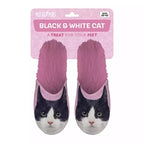 Pantoffel zwart witte kat roze