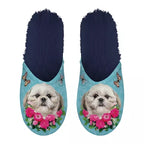 Pantoffel shih tzu lichtblauw donkerblauw