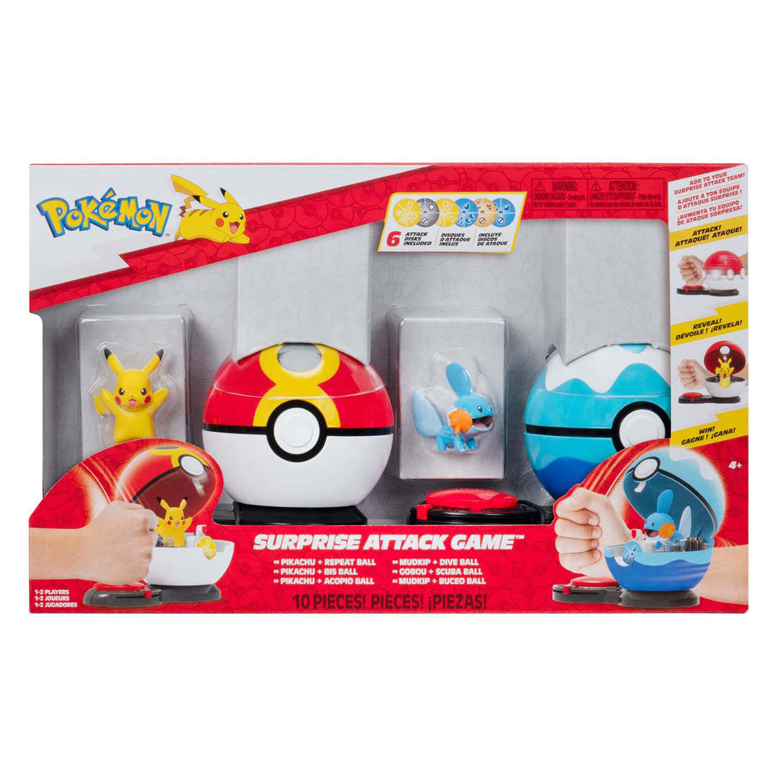 Jazwares - Jazwares Pokemon - surprise attack spel - pikachu en mudkip