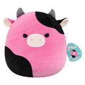 Squishmallows knuffel pluche - zwarte en roze koe, 30cm