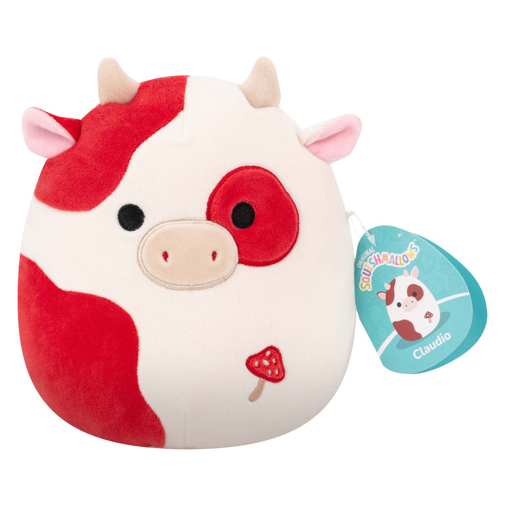 Jazwares squishmallows knuffel pluche - claudio the red mushroom cow - 19cm