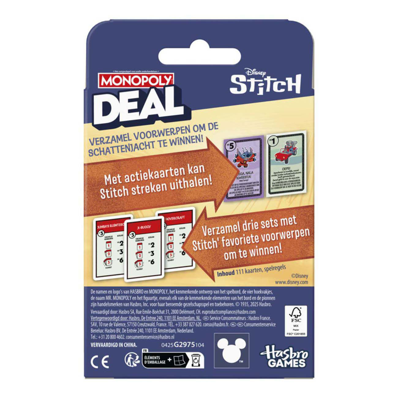 Monopoly deal: disney stitch-editie, kaartspel, officieel gelicentieerd disney-spel, kinderen van 8+