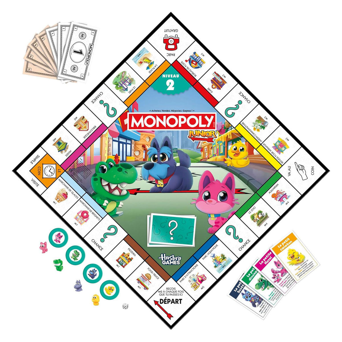 Monopoly - Monopoly junior-bordspel - 2 spellen in 1 - fransie editie